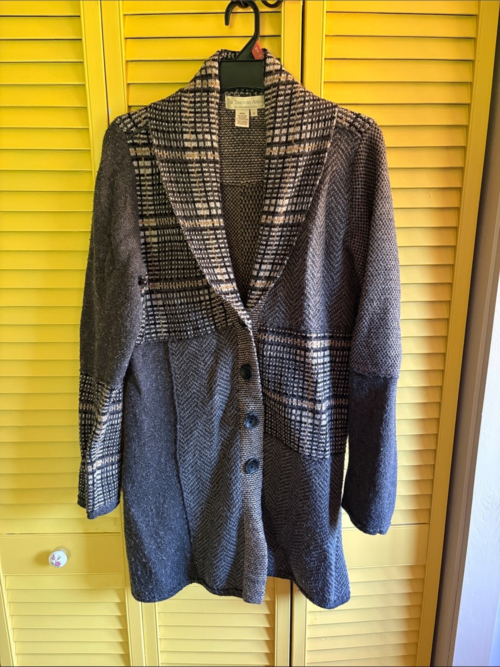 Black and Gray Patchwork Knit Coatigan